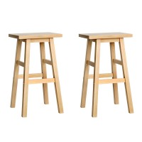 Artiss Wooden Bar Stools - Beech Wood, 66.5cm, Natural, Set of 2 - Sturdy with Anti-Slip Protection, Easy Assembly
