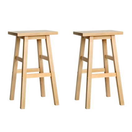 Artiss Wooden Bar Stools - Beech Wood, 66.5cm, Natural, Set of 2 - Sturdy with Anti-Slip Protection, Easy Assembly
