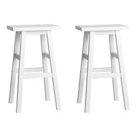 Artiss Baden Bar Stools Set of 2 – White Beech Wood, 66.5cm, Sturdy Kitchen Counter Chairs with Split-Level Footrest