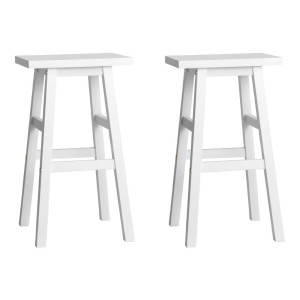 Artiss Baden Bar Stools Set of 2 – White Beech Wood, 66.5cm, Sturdy Kitchen Counter Chairs with Split-Level Footrest