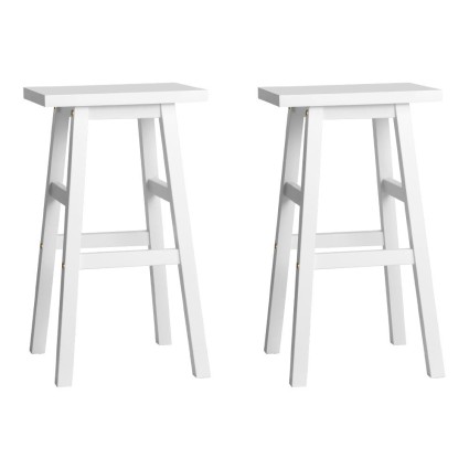 Artiss Baden Bar Stools Set of 2 – White Beech Wood, 66.5cm, Sturdy Kitchen Counter Chairs with Split-Level Footrest