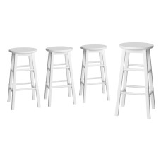 Artiss Marley 4x Bar Stools Wooden Round Chairs 61cm White Beech Wood, Sturdy Frame, Anti-Slip Feet, Modern Design