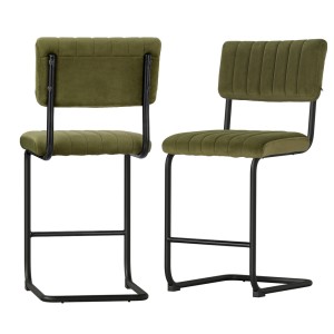 Artiss Orman Bar Stools, Velvet Upholstery, 65cm Seat Height, Green, Sturdy Steel Frame, Elegant Home Bar Seating