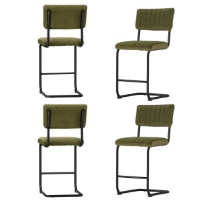 Artiss Bar Stools Velvet Upholstery 4-Pack Green 65cm High-Resilience Foam, Sturdy Steel Frame, Easy Assembly