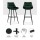 Artiss Bar Stools, Velvet Fabric, 105cm Height, Rich Green, Metal Frame, 2 Pack, Stylish & Comfortable Seating