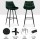Artiss Bar Stools Set of 4, Velvet Chairs, Green, 76cm Seat Height, Chic Design, Anti-Slip Feet, Easy Assembly