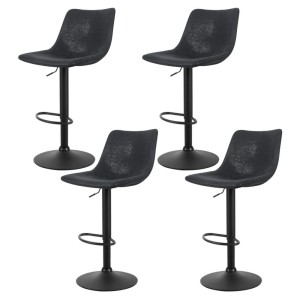 Artiss 4x Jovy Bar Stools - Vintage PU Leather, Swivel, Adjustable Gas Lift, Black, 360° Rotation, Floor Protector
