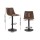 Artiss 2x Vintage Swivel Bar Stools, Brown Faux Leather, Adjustable 60-81cm, 360° Swivel, Black Powder-Coated Base
