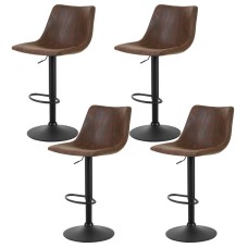 Artiss 4x Jovy Bar Stools - Vintage Faux Leather, Swivel, Adjustable Gas Lift, 360° Rotation, Brown, 60-81cm Height Artiss 4x Jovy Bar Stools - Vintage Faux Leather, Swivel, Adjustable Gas Lift, 360° Rotation, Brown, 60-81cm Height