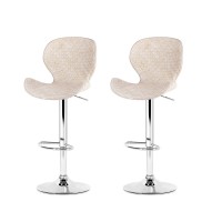 Enhance Your Space with Artiss 2x Bar Stools - Adjustable Swivel, PE Rattan Beige, Ergonomic Wing Design, 120kg Capacity