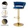 Artiss Vivien 4x Bar Stools - Navy Velvet, Woven Backrest, Adjustable Gas Lift, 360° Swivel, Sturdy Steel Base