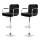 Artiss 2x Black Leather Bar Stools w/ Armrest, Gas Lift, 360° Swivel, Chequeered Backrest, 68-81cm Adjustable Height