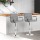 Artiss 2x Noa Bar Stools Grey - Faux Linen, 360° Swivel, Adjustable Gas Lift, Armrest, Chrome Finish, 68-81cm Seat