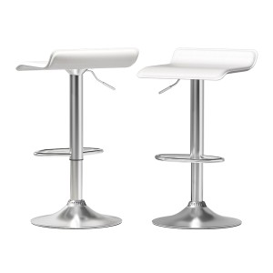 Artiss Wade 2x Bar Stools - White Faux Leather, Adjustable Height, 360° Swivel, Modern Kitchen Island Chairs