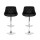 Artiss 2x Black Bar Stools - Leather Padded, Gas Lift, 360° Swivel, Rhombus Backrest, Chrome Finish, Adjustable Height