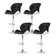 Artiss 4x Jorn Bar Stools Gas Lift Adjustable Height Padded PU Leather Black & White Chrome Base 360° Swivel Artiss 4x Jorn Bar Stools Gas Lift Adjustable Height Padded PU Leather Black & White Chrome Base 360° Swivel