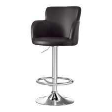 Artiss 1x Brown PU Leather Swivel Bar Stool with Adjustable Gas Lift, Full Backrest, Chrome Steel Frame, 53-75cm