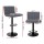 Artiss 2x Vintage Grey Bar Stools, Faux Leather, Gas Lift, 360° Swivel, High Back, Adjustable Height, Chrome Finish