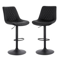 Artiss 2x Black Diamond Leather Bar Stools - Adjustable Swivel Gas Lift, Ergonomic Design, 120kg Capacity, Easy Assembly