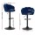 Artiss Nessah Bar Stools, Velvet Upholstery, Adjustable Height, 360° Swivel, Blue, Luxurious Clam Shell Design