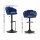 Artiss Nessah Bar Stools, Velvet Upholstery, 4-Pack, Blue, Adjustable Height, 360° Swivel, Elegant Clam Shell Design