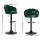 Artiss Bar Stools, Velvet Upholstery, Adjustable Height, Green, 2-Pack - Luxury Clam Shell Design with 360° Swivel