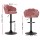 Artiss Nessah Bar Stools, Velvet, Adjustable Height, Pink, 360° Swivel, Elegant Clam Shell Design, Set of 2
