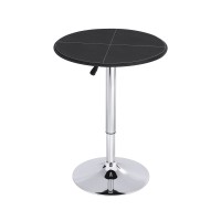 Artiss Modern 360° Swivel Bar Table – 62cm Round PVC Leather, Adjustable Height 71-91cm, Black, Durable & Stylish