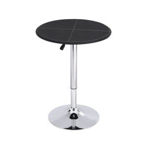 Artiss Modern 360° Swivel Bar Table – 62cm Round PVC Leather, Adjustable Height 71-91cm, Black, Durable & Stylish
