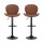 Artiss 2x Brown PU Leather Shell Swivel Bar Stools, Adjustable Height 95-113cm, Metal Frame, Modern Counter Chairs