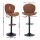 Artiss 4x Brown Shell Leather Bar Stools - Adjustable Height 95-113cm, Swivel Gas Lift, Metal Frame, Anti-Slip Base
