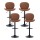 Artiss 4x Brown Shell Leather Bar Stools - Adjustable Height 95-113cm, Swivel Gas Lift, Metal Frame, Anti-Slip Base
