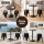 Artiss 3PC Bar Table and Stools Set Black Height Adjustable Swivel Top Stackable Stools for Kitchen Cafe