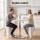 Artiss 3PCS Bar Table and Stools Set Height Adjustable Swivel Top Stackable Stools White Dining Solution