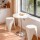 Artiss 3PCS Bar Table and Stools Set Height Adjustable Swivel Top Stackable Stools White Dining Solution
