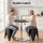 Artiss 3PCS Bar Table and 2 Stackable Puzzle Stools Set Adjustable Height 360-degree Swivel PVC Leather Black