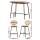 Artiss Industrial Bar Table & Stools Set - Oak/Black, Steel Frame, Rattan & PU Leather, Easy Assembly, 1-Year Warranty
