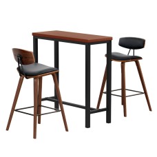 Artiss Industrial Bar Table Set: MDF Top, Solid Wood Stools, PU Leather Seats, 100x40x103cm, for Dining & Kitchen Spaces