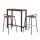 Artiss Bar Table and Stools Set, Industrial MDF Top, Steel Frame, Brown 100x40cm, 2 PU Chairs, Kitchen Dining