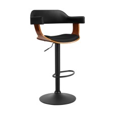 Artiss Selina Bar Stools - All Black PU Leather w/ Armrest, 360° Rotatable, Adjustable Height 62-82cm, Steel Base