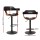 Artiss 4x Bar Stools Gas Lift PU Leather with Armrest, 62-82cm Adjustable Height, All Black, Steel Base