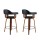 Artiss Bar Stools, PU Leather Seat, Wooden Legs, 63cm Height, Black, Stylish Rotatable Chairs with Anti-Slip Feet