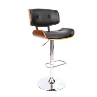 Artiss Bar Stools, PU Leather, 51x45x96-117cm, Black/Wood, Elegant Design, Comfortable Seating, Chrome Finish