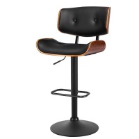 Artiss All Black Bar Stool - PU Leather, Gas Lift, 360° Swivel, 64-85cm Height, Elegant Wood & Steel Design