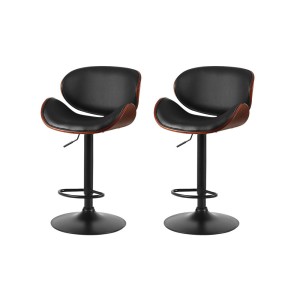 Artiss Joyce Black Leather Swivel Bar Stools, Adjustable Gas Lift, 360° Rotation, Set of 2, Stylish & Durable Design