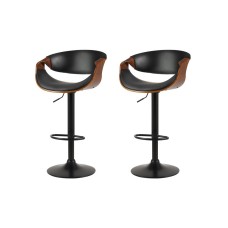 Artiss Bar Stools, PU Leather, Adjustable Height, Black, 60-83cm, Contemporary Design, Set of 2 w/ Armrests