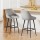 Artiss 2x Bar Stools Linen Upholstered, 60cm Counter Height Chairs with Curved Backrest, Grey & Black, Metal Legs