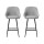 Artiss 2x Bar Stools Linen Upholstered, 60cm Counter Height Chairs with Curved Backrest, Grey & Black, Metal Legs