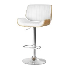 Artiss Galina Bar Stools, PU Leather, Bentwood, White, Adjustable Height 63-83cm, 360° Swivel, Contemporary Style
