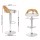 Artiss Publia Bar Stools, PU Leather, Adjustable Height, White, 42.5x46x75.5-95.5cm, Elegant Wood Grain Finish